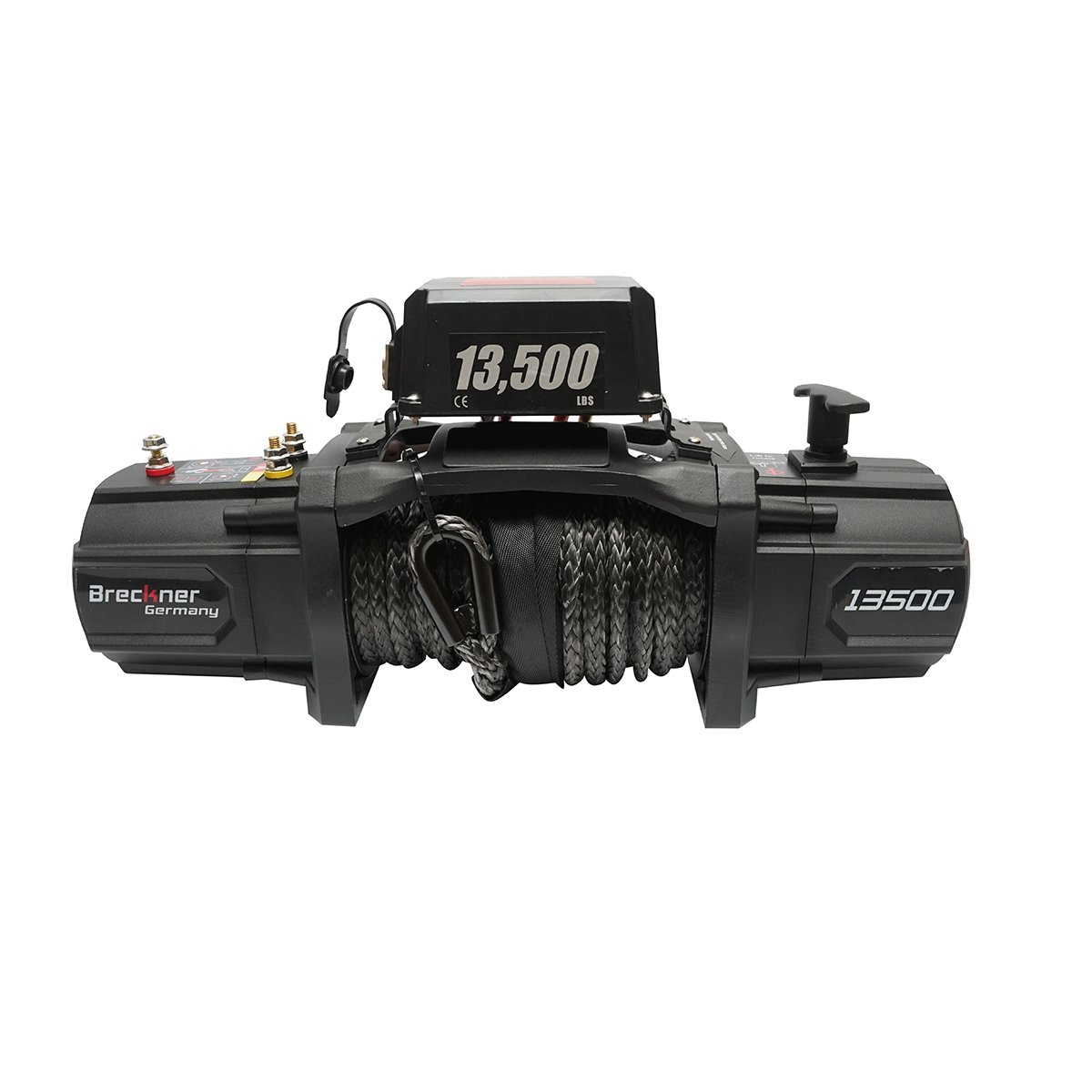Troliu electric cu telecomanda 12V, 6.1T (13500lbs) 6.5CP, cablu sintetic 9x24m, solenoid 400A Breckner Germany